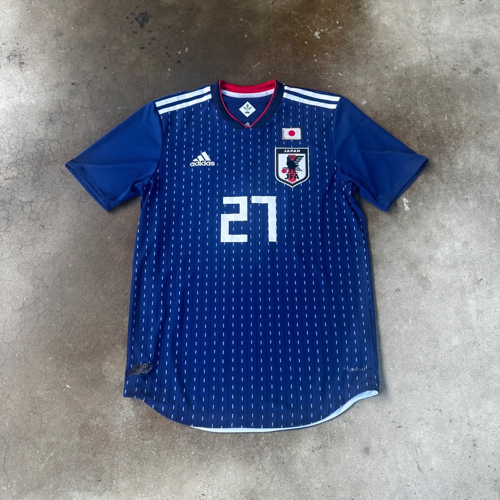 Adidas Soccer Jersey Men Medium Blue Excellent 2018 Japan Kubo 27 CV5640